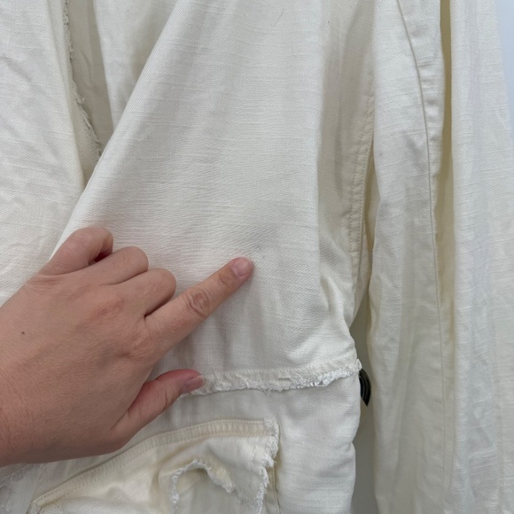 Free People Jacket Women Medium Ivory Rae Femme Linen Blend Waterfall Raw Hem - Picture 2 of 14